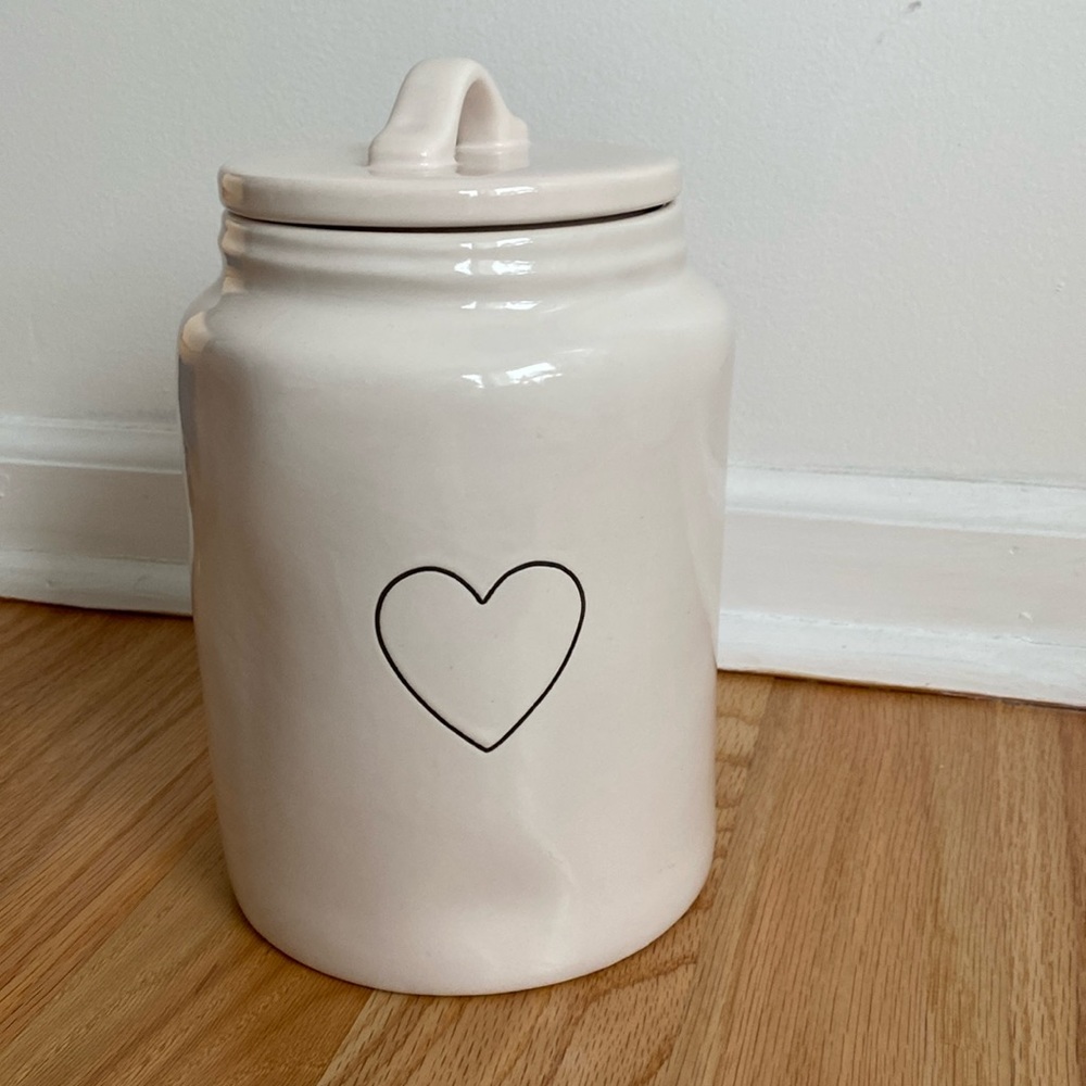 RAE DUNN • OG Large Valentines Canister Minimalist Black Heart